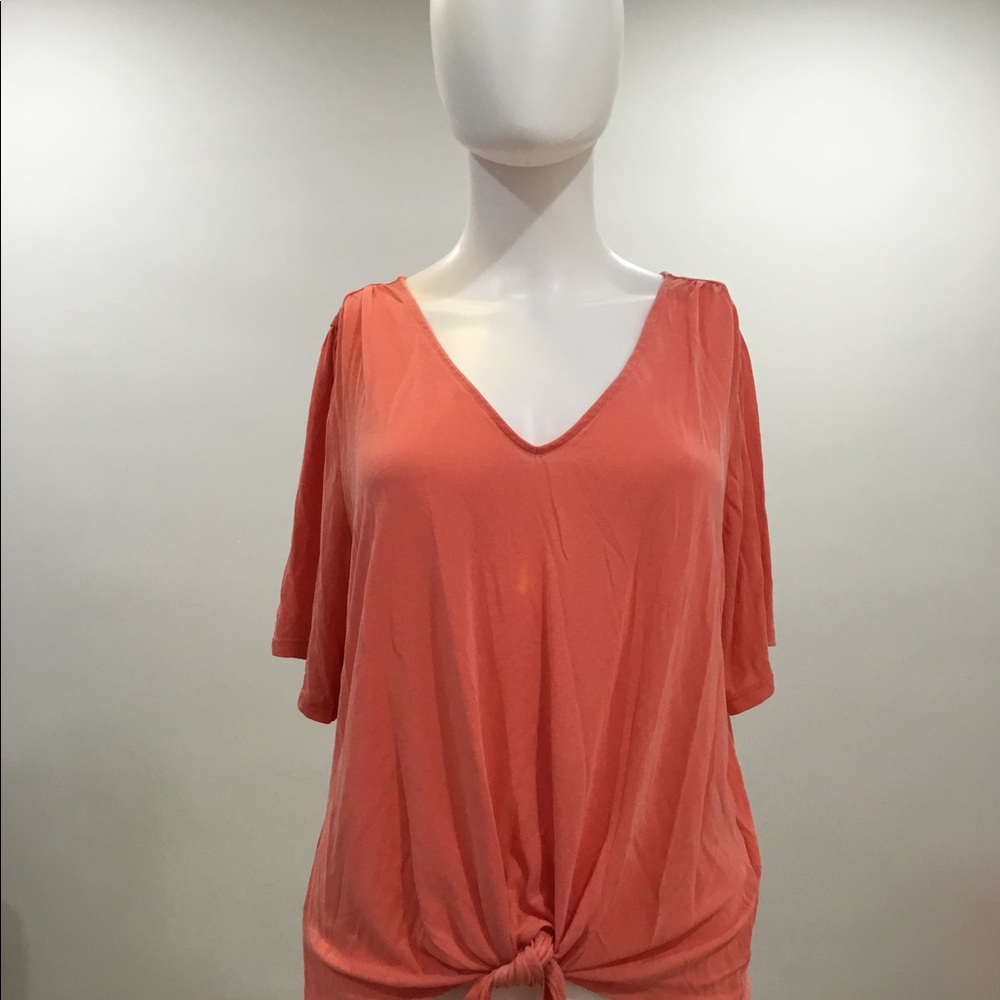 Lucky Brand Tee Front Tie- Size Large - Orange